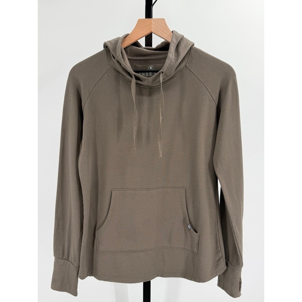 Free Fly Womens SM Hoodie Cowl Neck Kangaroo Pocket Thumbholes Fleece Athleisure